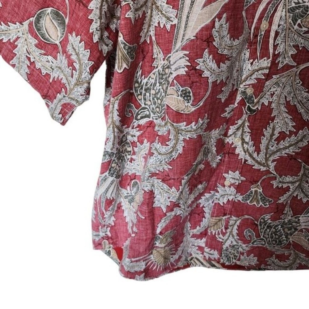 Tommy Hilfiger Golf Red Floral Hawaiian Style Button Up Men's XL Cotton - Picture 5 of 16